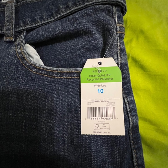 Blue Long Pants Self Belt Jean Wide Leg size 10(38x29) - Picture 4 of 6